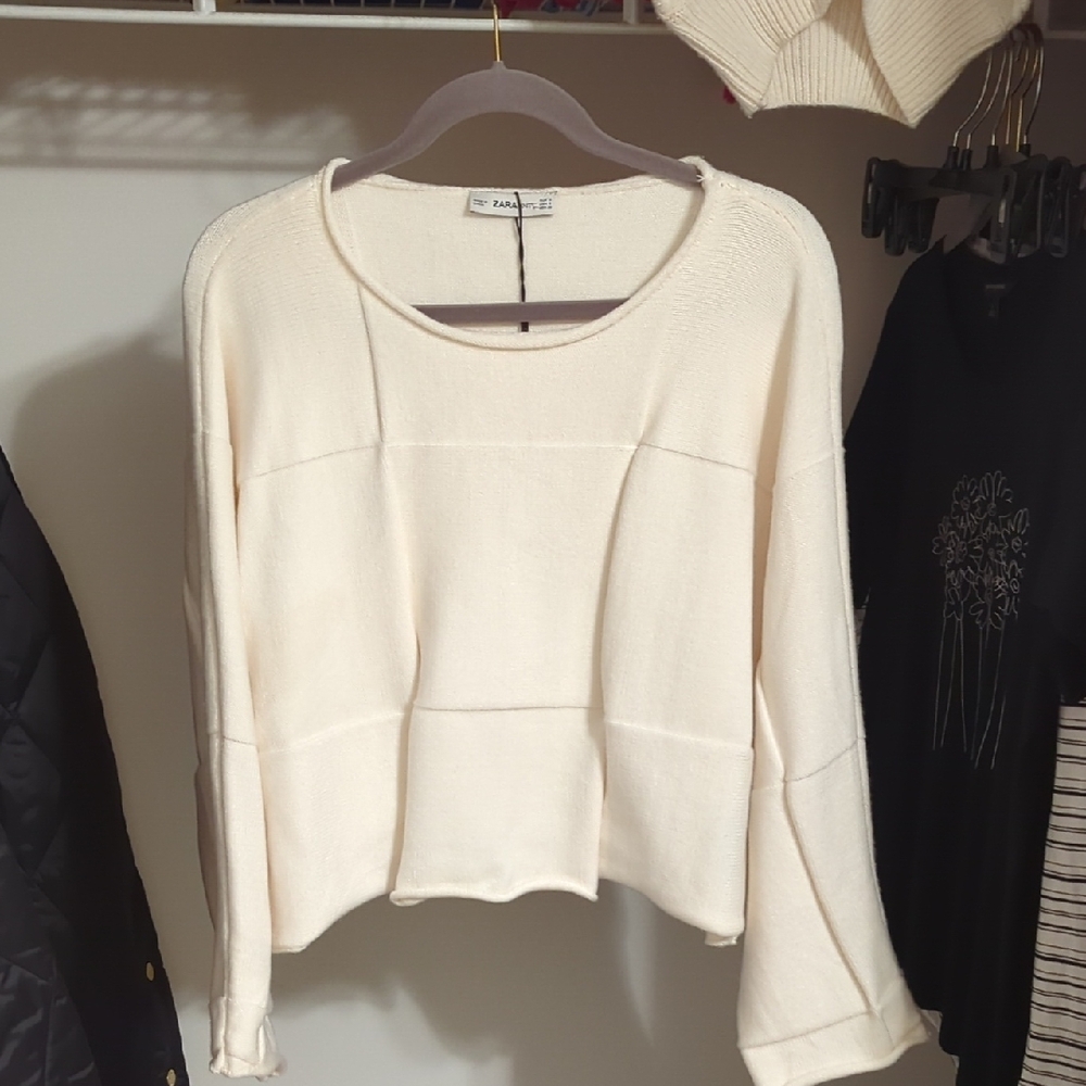 Zara Cropped Knit Sweater Small NWT